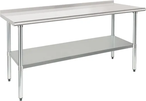 Miniatura 18 de HARDURA Mesa de trabajo comercial de acero inoxidable, mesa de trabajo de preparación, mesa de metal de 14 x 24 pulgadas con estante inferior