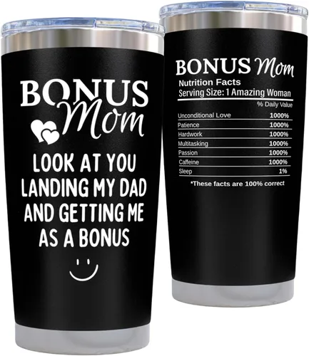 KLUBI Regalo para mamá adicional para madrastra de hijo hija - Mírame aterrizando a mi papá y consiguiéndome como un bonus - Madrina, taza de