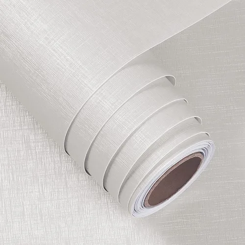Miniatura 13 de FunStick - Papel pintado de lino con textura de pasto crema blanco, autoadhesivo, extraíble, de 12"x200", para paredes, armarios, cómodas, muebles