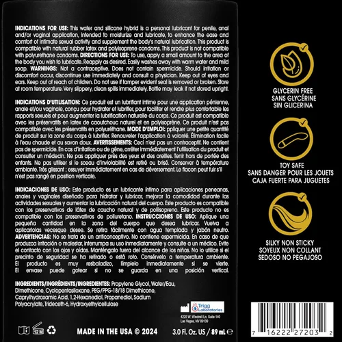Miniatura 2 de Wet Lubricante híbrido Gold de silicona y a base de agua Rendimiento duradero, fórmula premium Fabricado sin glicerina ni parabenos Lubricante