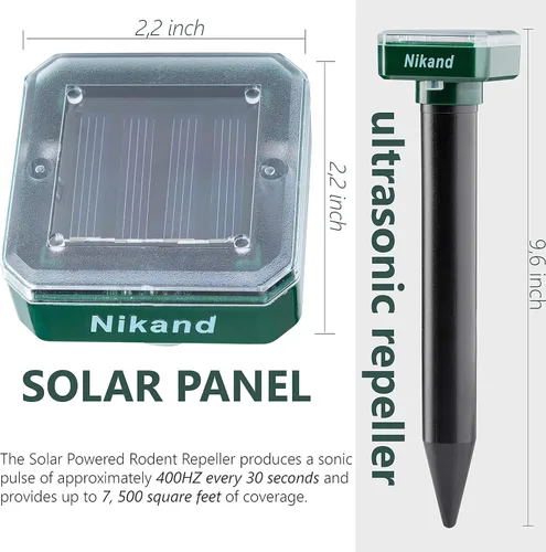 Miniatura 2 de NIKAND Repelente solar ultrasónico de topos, paquete de 4 unidades disuasorias para exteriores, tapón de topos para césped, jardín, patio, hogar