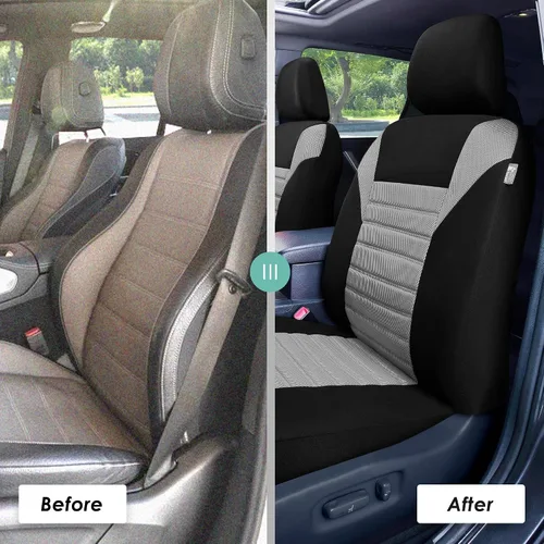 Miniatura 5 de TLH - Fundas de asiento automotrices de malla de aire 3D, solo para asientos delanteros, compatibles con bolsa de aire, ajuste universal para Gris