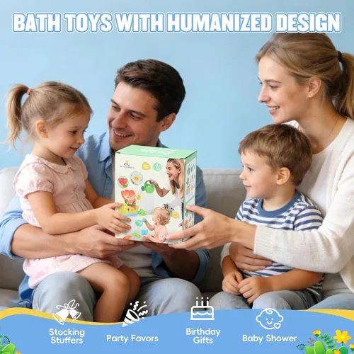 Miniatura 7 de Juguetes de baño para niños de 1 a 3 años Juguetes de baño para bebés seguros y divertidos sin moho Juguetes de baño interactivos con flor