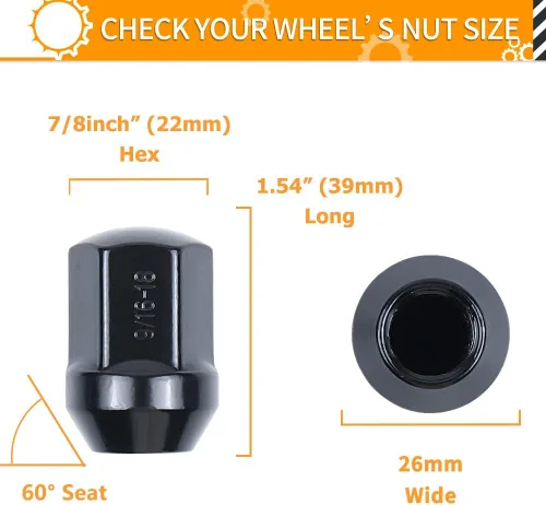 Miniatura 2 de MIKKUPPA 20 tuercas de llanta OEM 9/16-18, repuesto para Dodge Dakota 2006-2010, Durango 2004-2009, ruedas Ram 1500 Factory 2002-2010, asiento negro