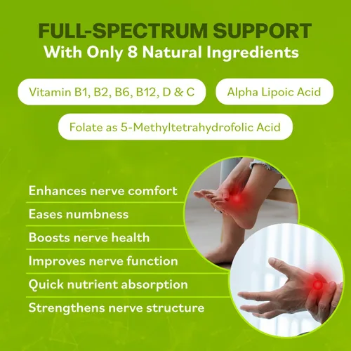 Miniatura 3 de Neuro Health Fórmula de apoyo nervioso para neuropatía - Tu suplemento de salvador de nervios con vitaminas B y ácido alfa lipoico - Absorción