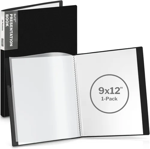 Miniatura 9 de Dunwell Carpeta de presentación de 9 x 12 pulgadas con fundas de plástico transparente (aguamarina), carpeta para obras de arte, 24 bolsillos