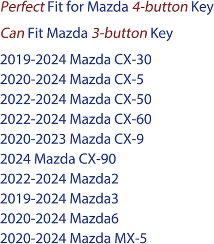 Miniatura 4 de Funda para llavero CX5 CX9: 4 botones para control remoto Protecor compatible con Mazda 2019 a 2024 CX30 CX50 CX60 CX9 MX5 Mazda2 Mazda3 Mazda6