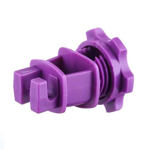 Miniatura 5 de Aislador de poste redondo apretado de 25 piezas, aislante eléctrico de sujeción de alambre para cerca, traje de dos piezas (morado)