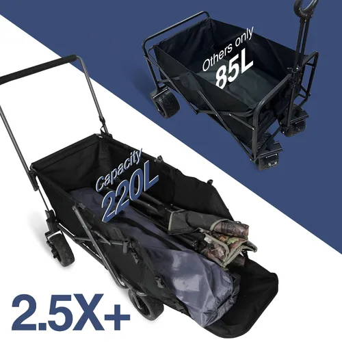 Miniatura 8 de REDCAMP Carro Plegable para Perros con Extremo Trasero Extensible de Servicio Pesado, 220L Carrito Utilitario Plegable Grande Cochecito para Perros