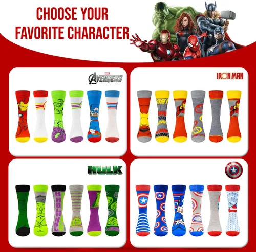 Miniatura 5 de Marvel Calcetines Legends - Paquete de 6 para hombres y niños
