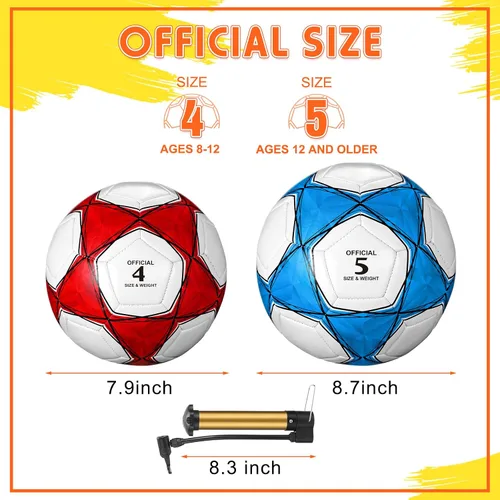 Miniatura 2 de Jenaai 4 pelotas de fútbol a granel con bomba y bolsa, pelota de fútbol desinflada, entrenamiento deportivo para adultos y adolescentes, fútbol