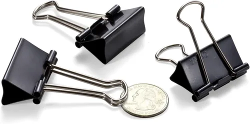 Miniatura 3 de Officemate Clips medianos para carpeta, color negro, 12 unidades (paquete de 12) y clips de papel Officemate Premium #1, 1000 clips de papel y clips