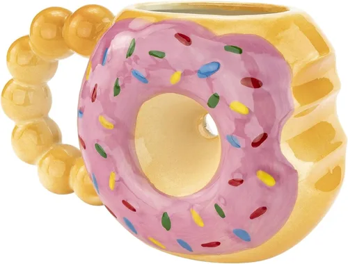 Fairly Odd Novelties DONUT TOUCH MY COFFEE Taza Fairly Odd Novelties-12oz de Cerámica con Forma para Té Cacao, Talla Única, Marrón, FON-10288