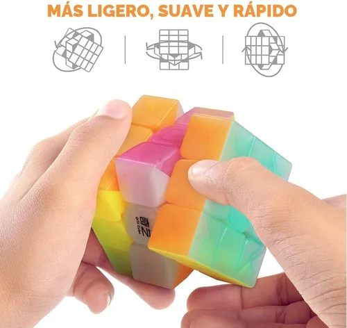 Miniatura 4 de D-FantiX QY Toys Warrior W 3 x 3 Cubo de velocidad de rompecabezas de gelatina, cubo mágico de rompecabezas 3 x 3 x 3 transparente de color pastel