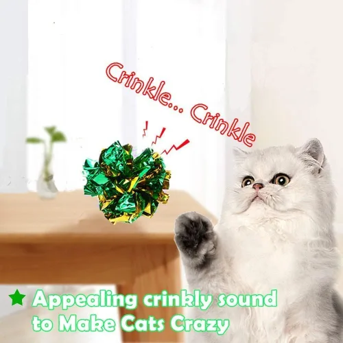 Miniatura 3 de Mylar - Bolas arrugadas para gatos, juguetes interactivos arrugados para gatos, bolas de juguete independientes para gatos gordos, gatitos