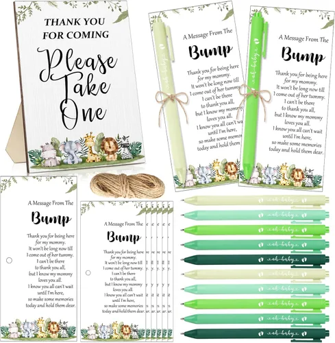 Miniatura 8 de Sintuff Juego de 50 Recuerdos de Baby Shower para Invitados 1 Letrero de Agradecimiento por Venir 50 Bolígrafos 50 Tarjetas de Agradecimiento