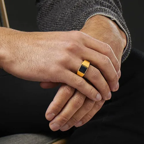 Miniatura 7 de U7 Anillo de joyería de moda de ónix negroazul para hombres y mujeres, anillos de sello cuadrado de acero inoxidable para papá y padre, anillos