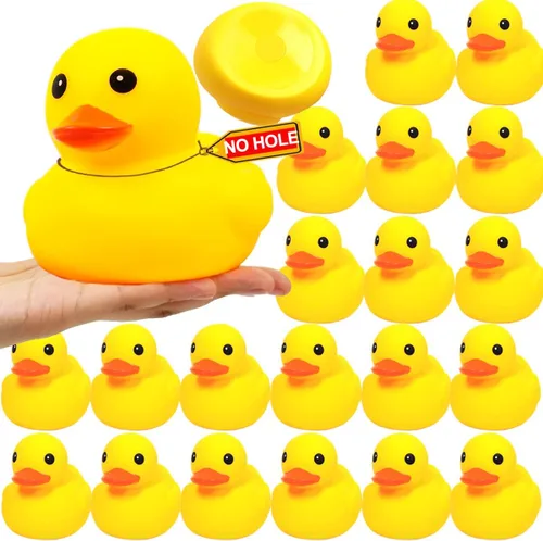 4.3 pulgadas 20 piezas Kalafona de goma para bañera de pato/pato impermeable, sin "Bebe" sin agujero, divertido juguete de baño para piscina, sin