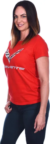 Miniatura 2 de JH DESIGN GROUP Camiseta Chevy Corvette C7 Emblem Mujer Negro Rojo Heather-Gris
