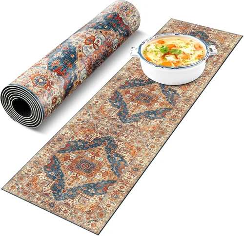 SmoothNovelty Camino de mesa bohemio resistente al calor, 39.4 x 11.8 pulgadas, piel sintética y goma, impermeable, protector de mesa, salvamanteles