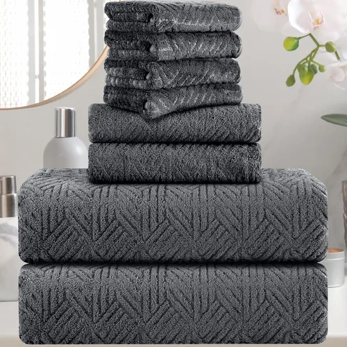 Miniatura 11 de CHINO Juego de 8 toallas de baño turquesa, 2 toallas grandes/2 toallas de mano/4 toallitas, toalla de baño grande de 600 GSM, toalla de secado