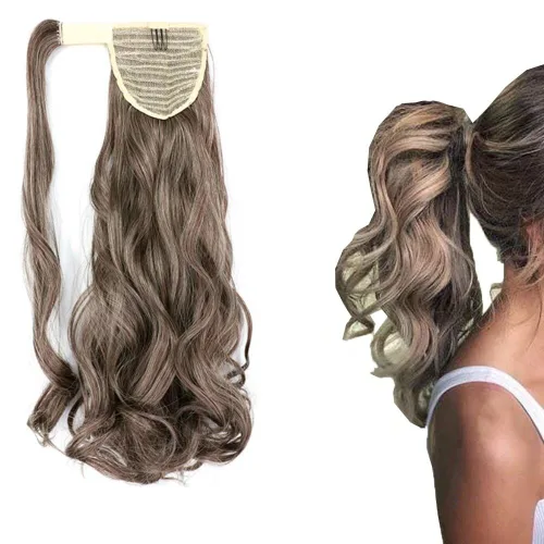 Miniatura 38 de Extensión de cola de caballo de 18 pulgadas para mujer, 3.53 onzas, fibra sintética natural japonesa resistente al calor, color negro azabache #1