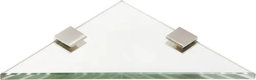 Miniatura 3 de Spancraft Glass SQ6TR-CR - Estante de ducha de vidrio triangular con abrazadera cuadrada, soporte cromado, 6 pulgadas