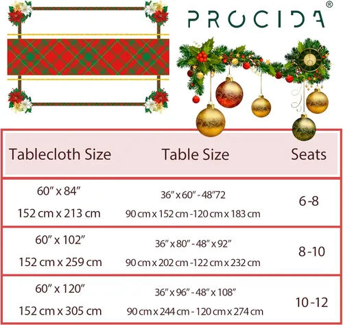 Miniatura 5 de PROCIDA Mantel rectangular de Navidad con diseño de flor de pascua roja, para invierno, Año Nuevo, impermeable, lavable, para fiestas, cocina
