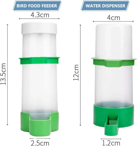 Miniatura 2 de Comedero para pájaros, dispensador de agua para jaulas, 2 unidades, alimentador automático de agua para pájaros con 1 alimentador de alimentos