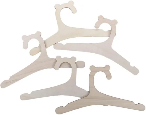 Miniatura 3 de Perchas de ropa para niños, 5/10 unidades, tendedero de madera para bebés y niños (5 piezas)