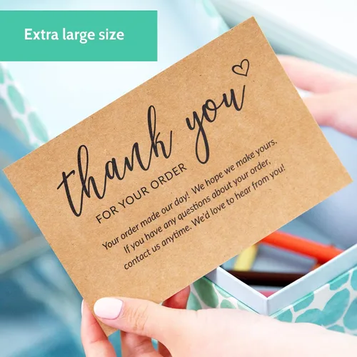 Miniatura 2 de 50 tarjetas de agradecimiento grandes de 4 x 6 in – Tarjetas postales Kraft a granel de compra para apoyar las compras de clientes de pequeñas