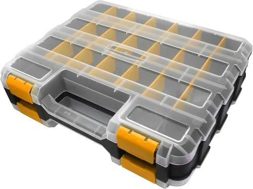 Miniatura 8 de Organizador de Caja de Herramientas de Doble Cara, Caja de Almacenamiento de Hardware, Organizador Portátil de Piezas Pequeñas con Separadores
