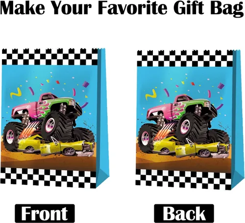 Miniatura 7 de 24 bolsas de golosinas Monster Truck: recuerdos de fiesta de monstruos y decoraciones para fiestas de cumpleaños de niños