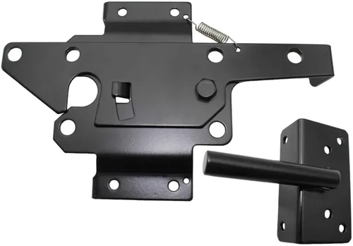 Miniatura 6 de Pestillo de puerta de vinilo negro (para vinilo, madera, PVC, etc.), pestillo de puerta de valla con accesorios de montaje. Los pestillos de puerta