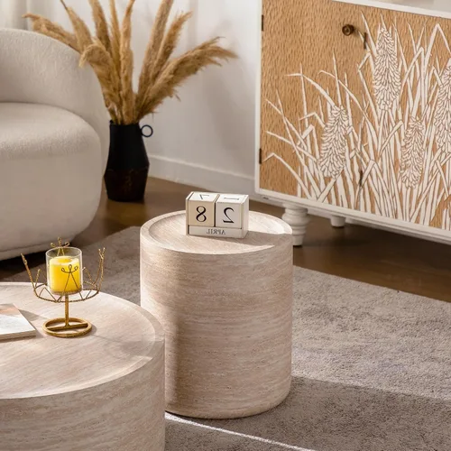 Mesa de centro moderna, mesa de té central circular de 15.75 pulgadas, mesa de cóctel, mesas de centro redondas cilíndricas para sala de estar,