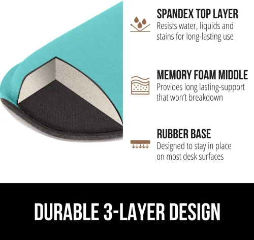 Miniatura 6 de Gorilla Grip - Reposamuñecas ergonómico de espuma viscoelástica de gel suave para teclado y mouse, antideslizante, para aliviar el dolor al Negro