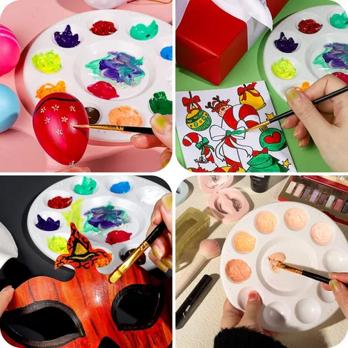 Miniatura 5 de FANDAMEI Paletas de Bandeja de Pintura Redondas Blancas, Bandeja de Paleta de Pintura, Paleta de Bandeja de Pintura de Plástico, Paletas de Pintura