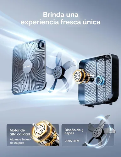 Miniatura 4 de PELONIS Ventilador de caja de 20 pulgadas – 3 velocidades, ventiladores de ventana, para piso o mesa, 25 pies/s, 2025 mejorado, lanzamiento de aire