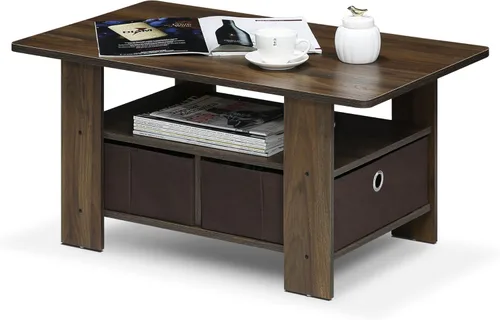 Miniatura 11 de Furinno - Mesa de centro con cajones, marrón oscuro/negro