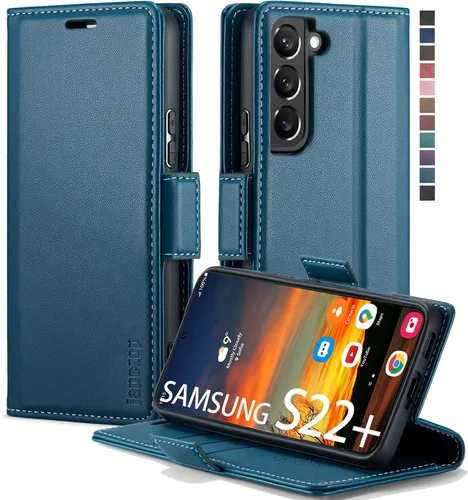 Miniatura 11 de Funda tipo cartera para Samsung Galaxy S22 5G con tarjetero y función atril, bloqueo magnético RFID, funda de piel con tapa para Galaxy S22 5G
