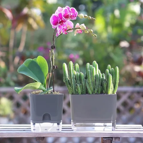 Miniatura 2 de FAMZ Macetas de autorriego para plantas de exterior, paquete de 4, adecuadas para plantas y flores de jardín de interior y exterior, caja de maceta