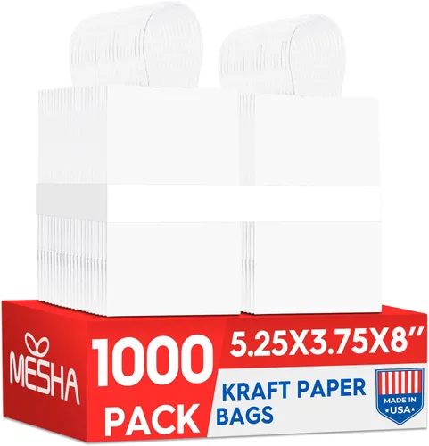 Miniatura 16 de MESHA Bolsas de regalo negras de 5.25 x 3.75 x 8 pulgadas, pequeñas bolsas de papel kraft con asas a granel, paquete de 100 para pequeñas empresas