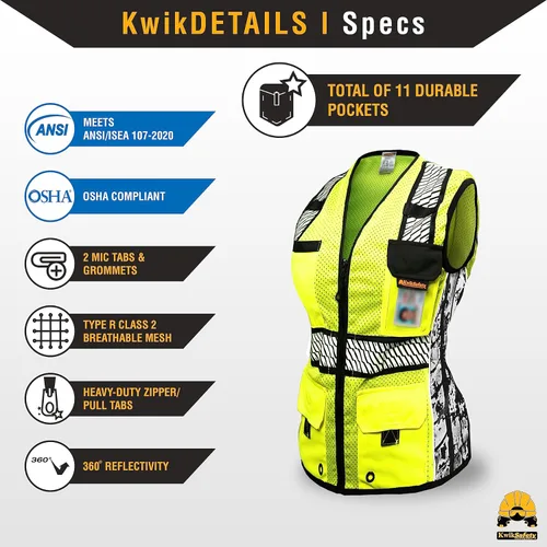 Miniatura 5 de KwikSafety - Charlotte, NC - RoadBOSS Economy & Premium Safety Vest for Women [SNUG-FIT] Class 2 ANSI Tested OSHA