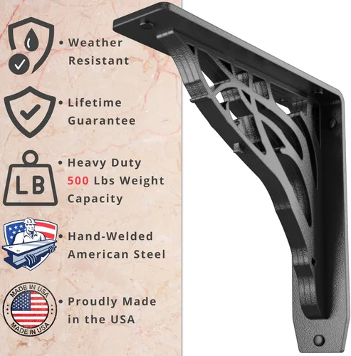Miniatura 2 de Starby Angel Oak - Kit de soporte de estante resistente, 8 x 8 pulgadas, juego de dos soportes de metal para estanterías, estantes de madera, repisa