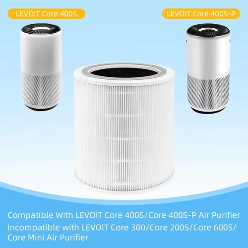 Miniatura 2 de Filtro de repuesto Core 400S para LEVOIT Core 400S, Core 400S-P, Core 400S-RF Smart WiFi purificador de aire, LRF-C401S-WUS, paquete de 2, blanco