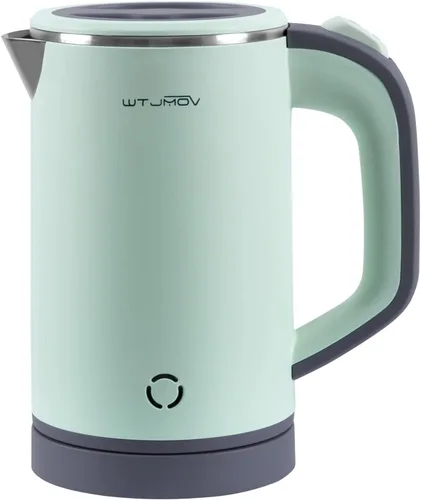 Miniatura 10 de Hervidor Eléctrico Pequeño, 0.8L Hervidor de Viaje Portátil de Doble Pared con Acero Inoxidable 304, Mini Hervidor de Agua Caliente de 600W