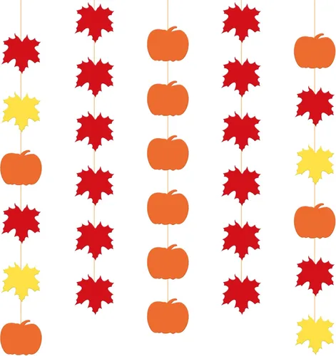 KatchOn, Guirnalda de Acción de Gracias, 5 cuerdas, 10 pies, guirnalda de hojas de arce artificiales para decoración de otoño, decoración colgante,