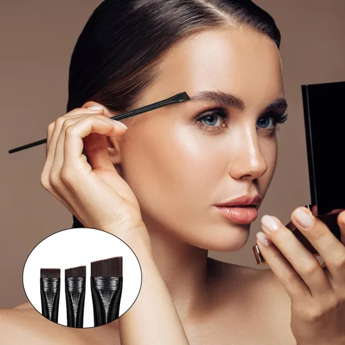 Miniatura 6 de Juego de 15 pinceles para tinte de cejas y delineador en ángulo, precisión inclinada ultrafina para delineador, tinte de cejas y maquillaje, incluye