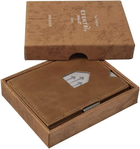 Miniatura 5 de Cartera de cuero triple - Bloqueo RFID con clip de bloqueo de acero inoxidable