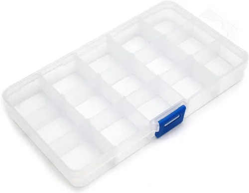 Miniatura 9 de MroMax Pequeña caja organizadora de plástico transparente de 10 rejillas, almacenamiento de manualidades con divisores ajustables, caja organizadora